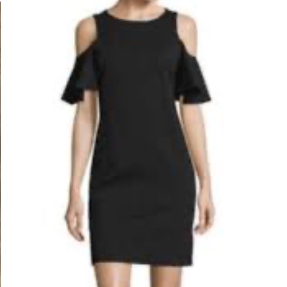 LIBBY EDELMAN Cold Shoulder Bodycon Little Black Dress Stretchy Size Small - Picture 1 of 6